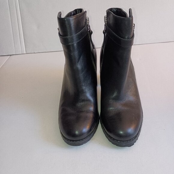 Lauren Ralph Lauren Carole Black Leather Moto Booties Ankle Boots Size 6B - Picture 2 of 12